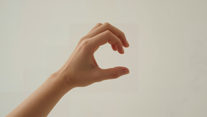 Human Hand Gesturing an Almost or C Shape, or Indicating a Small Amount, Isolated on a Clean, Bright Background, Perfect for Conceptual Visuals
