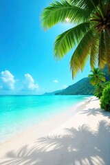 Sun-Drenched Beach Paradise Turquoise Waters, White Sand, Swaying Palms ? Perfect for Summer Vacation & Travel Advertising