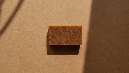 A natural bar of soap with unique texture and shadows