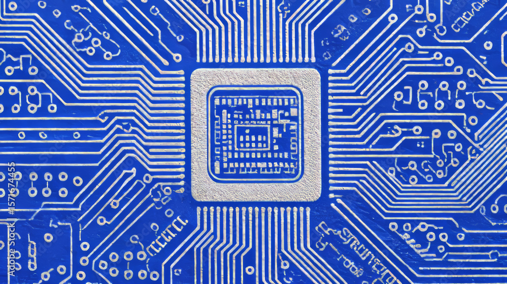 Aufkleber cpu concept. circuit board. technology abstract background. hand drawn vector.