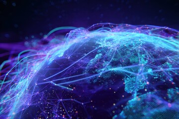 Exploration of interconnected networks in a vibrant metaverse digital world featuring glowing cybernetic elements