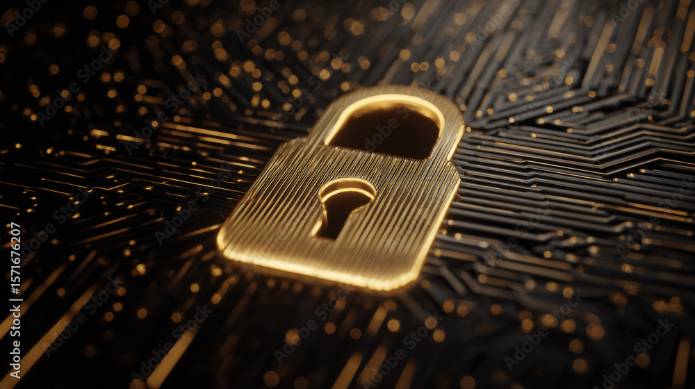 Poster lock icon. cyber ​​security and data protection concepts and privacy. innovative concept of advanced