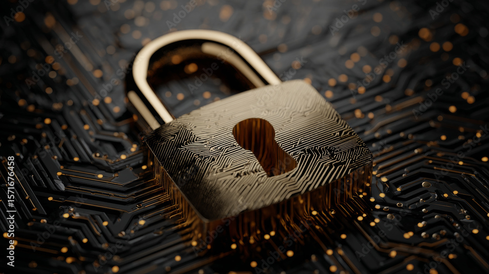 Poster lock icon. cyber ​​security and data protection concepts and privacy. innovative concept of advanced