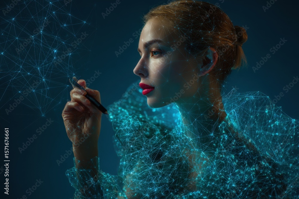 Poster concept artist creates stunning artwork using artificial intelligence technology in a creative studi