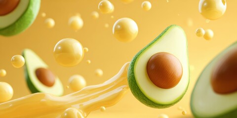 Avocado in yellow background