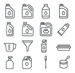Vehicle fluid icon collection, essential automotive symbols. car maintenance graphic set