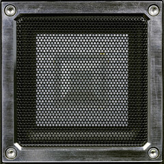 View of a speaker and its square front panel