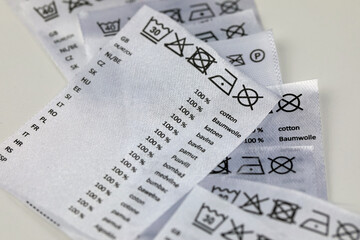 Washing instructions for the user can be found on the white tags on the garments