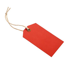 Red tag with string isolated on transparent background