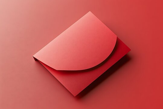 Red envelope with textured surface displays its angled shape over matching background