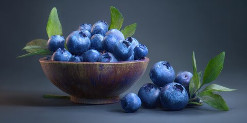 blueberries in a wooden bowl