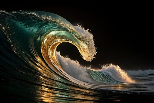 Abstract background of glowing metallic stripes. Shallow depth of field. abstract background with glowing glass waves. Close-up.