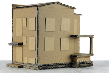 Handmade cardboard model of detached house