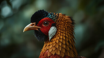 Captivating Close-Up Portrait of a Male Great Argus Pheasant with Rich Plumage and Detailed Facial Features