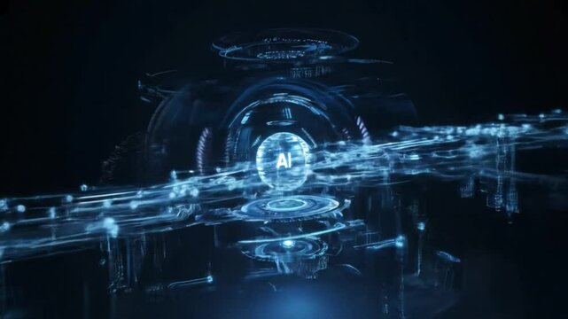 Loopable 3D Animation of Neural Network Visualization Representing AI, Chatbots, Machine Learning, and Large Language Models in Futuristic Style - Powered by Adobe