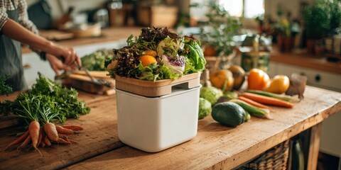 Electric home composter – modern eco-friendly appliance for sustainable kitchen waste recycling