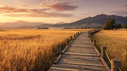 Obraz premium wooden bridge over the river
