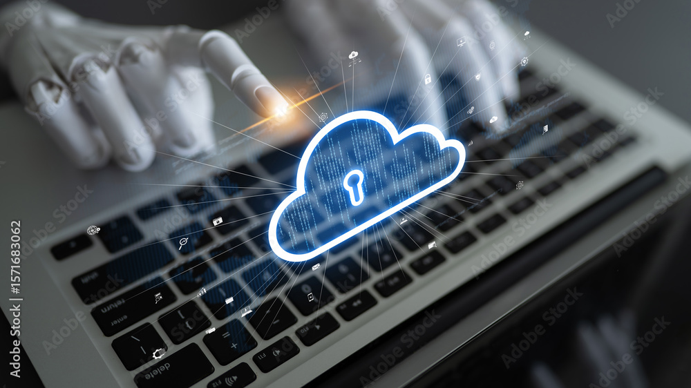Poster ai artificial intelligence optimizes cloud infrastructure with virtual assistants and intelligent au