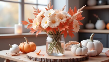 bouquet of autumn flowers in a vase
