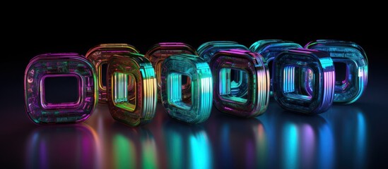 Obraz premium Glowing neon sign illustration for a bright New Year's 2009 celebration with illuminated party lights and text