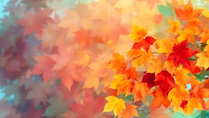 Abstract Autumn Leaves Watercolor Background with Warm and Cool Tones