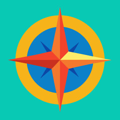 Colorful Compass With North Star