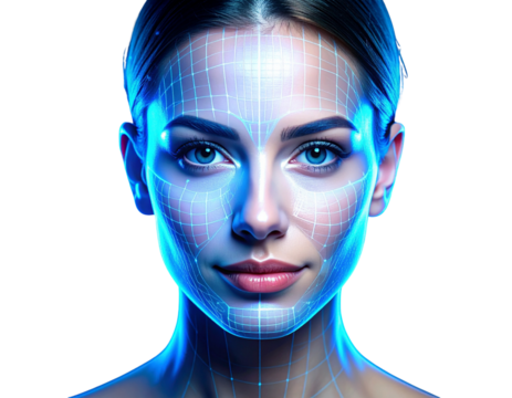 Biometric scan face overlay transparent background