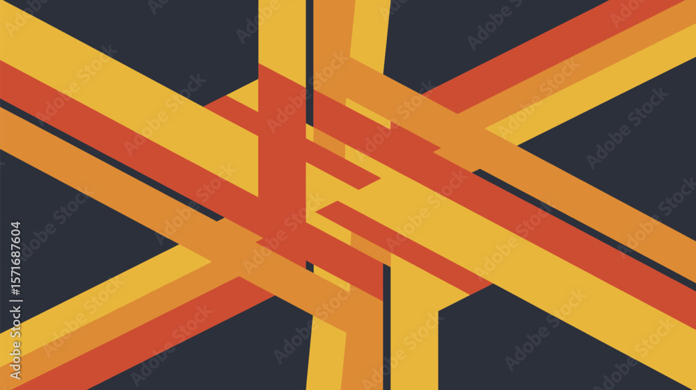 Poster abstract background featuring intersecting orange yellow and red lines against a dark blue backdrop