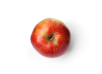 One red apple isolated on white, top view