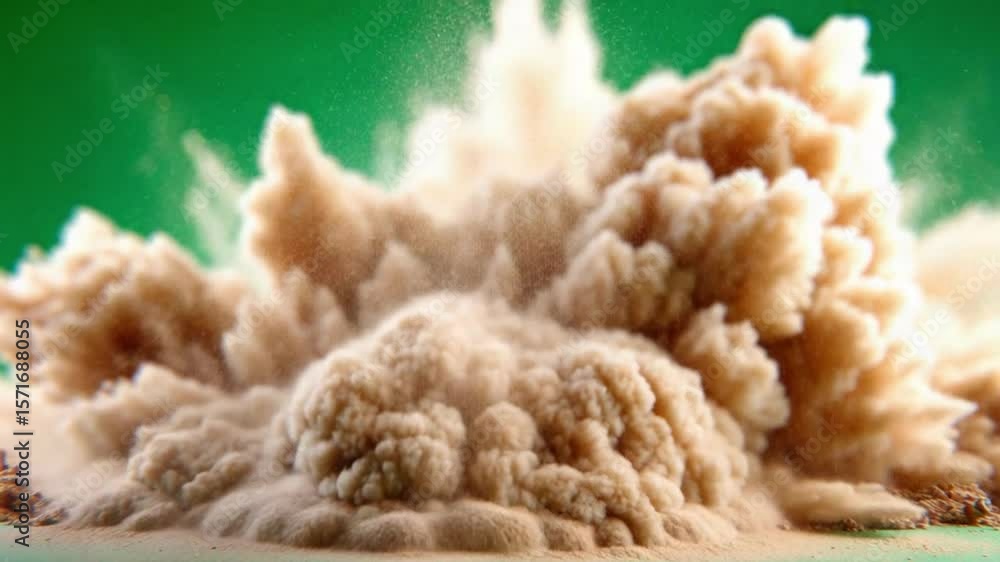 Poster dust explosion: the image captures the moment of a powerful dust explosion, with swirling particles 