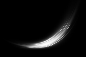 white curve lens flare light with black background