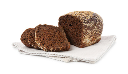 Cut fresh rye bread isolated on white