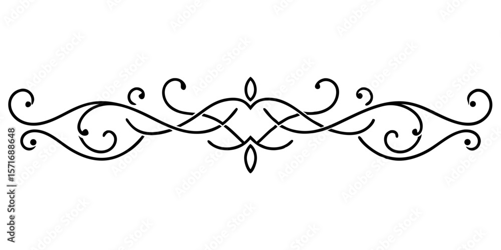 Poster decorative elegant divider design in black for text and typography, isolated vector image on transpa