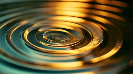 Ripples spreading across water surface with golden light effects - Powered by Adobe