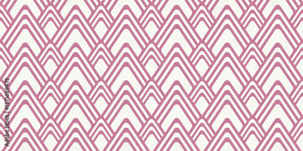 Poster Pink Triangle Pattern. Each triangle is outlined with two parallel pink lines, creating a bold geometric design.