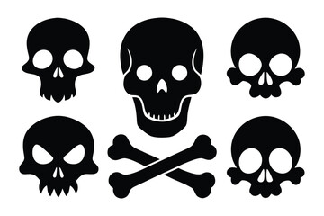 Black skull and crossbones silhouette illustration vector