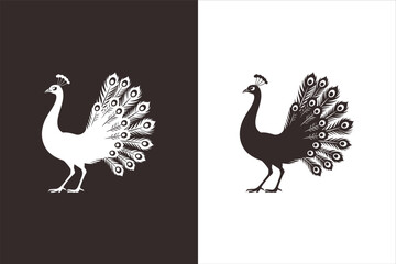 Peacock Silhouettes: Black and White Contrast