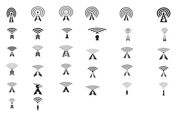 Wireless Network System Graphic Set with Communication and Technology Elements