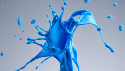 A dynamic blue paint splash explodes with vibrant energy and movement