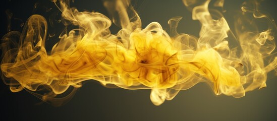 Orange smoke swirls and curves with flame-like motion against a black background, resembling fire in water with soft, colored light
