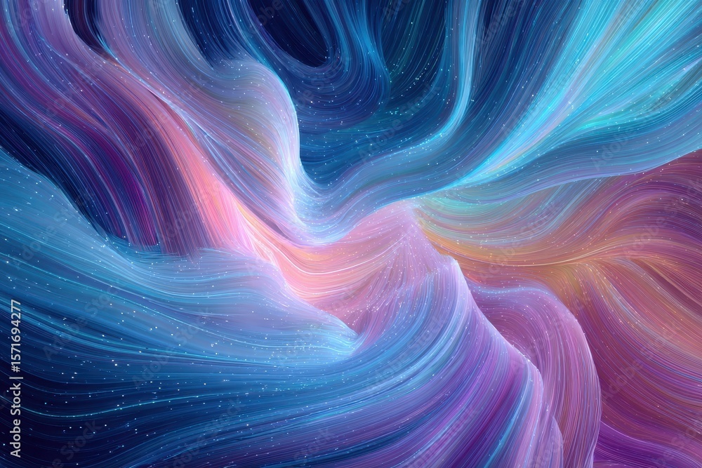 Poster abstract representation of ethereal realms showcasing flowing colors and luminous details in a cosmi