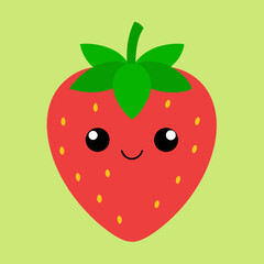 Obraz premium Cute Strawberry With Face
