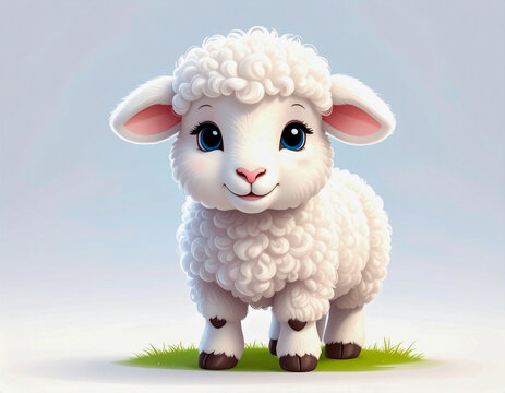 Cute Little White Wooly Stuffed Lamb 266