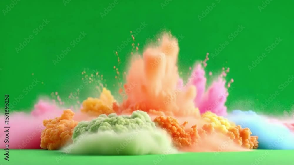 Aufkleber exploding colors: an eye-catching explosion of vibrant colored powder against a clean background, cr