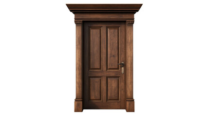 old wooden door on white background