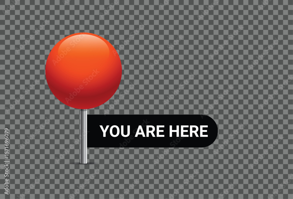 Poster you are here banner design for navigation systems and location marking. vector illustration.