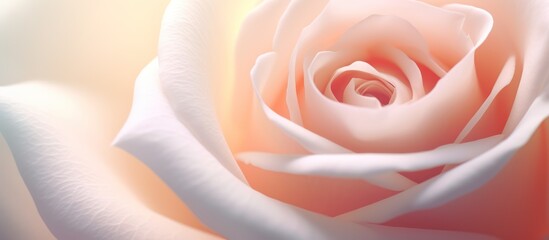 Pink rose on a blue background, a beautiful macro of nature's romantic, soft floral bloom