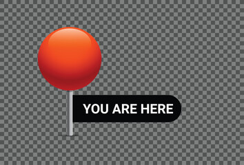 You are here banner design for navigation systems and location marking. Vector illustration.

