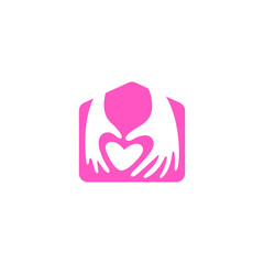 love home care logo with hand icon in flat design style