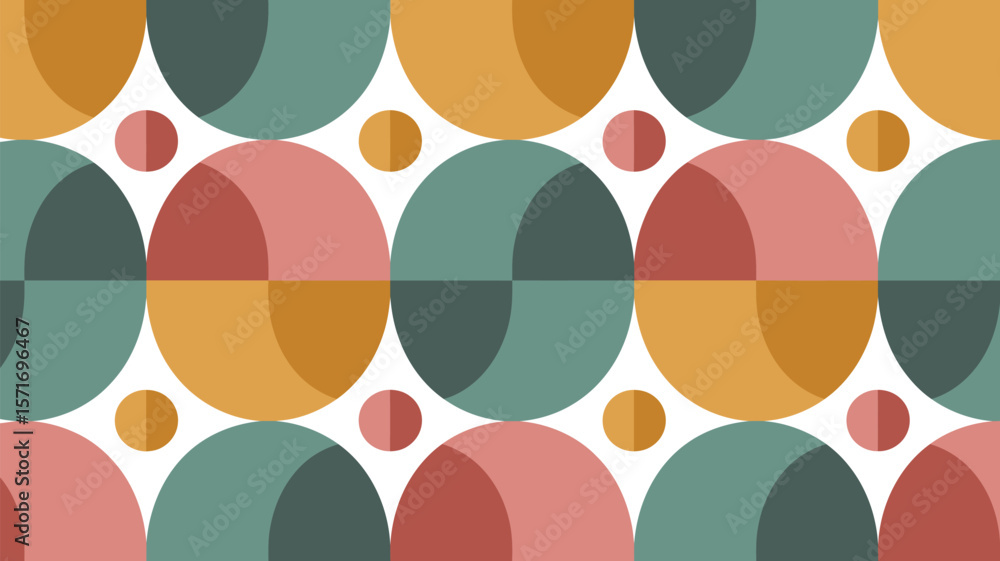 Aufkleber repeating pattern of large circles and small circles in pastel color palette